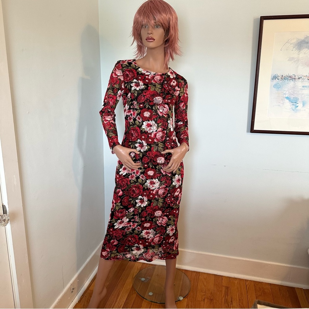 Handmade Floral Long Sleeve Knit Lace Dress